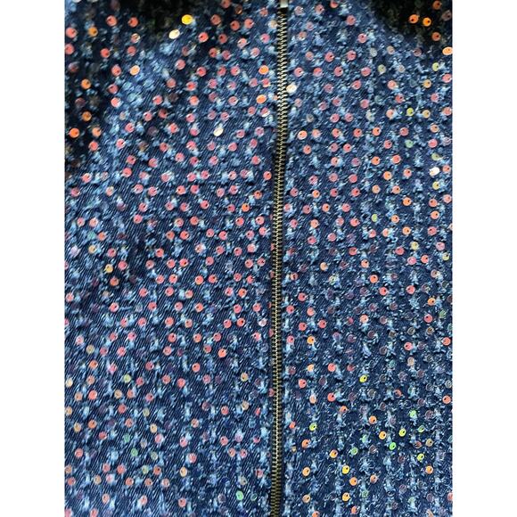 Notable Womens/Teen Sequins Blue/Navy Crop Jacket Size Small Glam - Picture 6 of 7